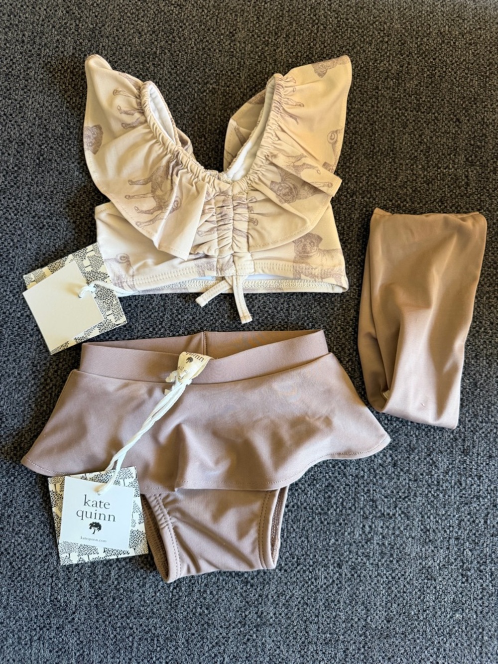 kate quinn Blush Pink Ruffle Bandeau Swim Set with Skirted Bottom